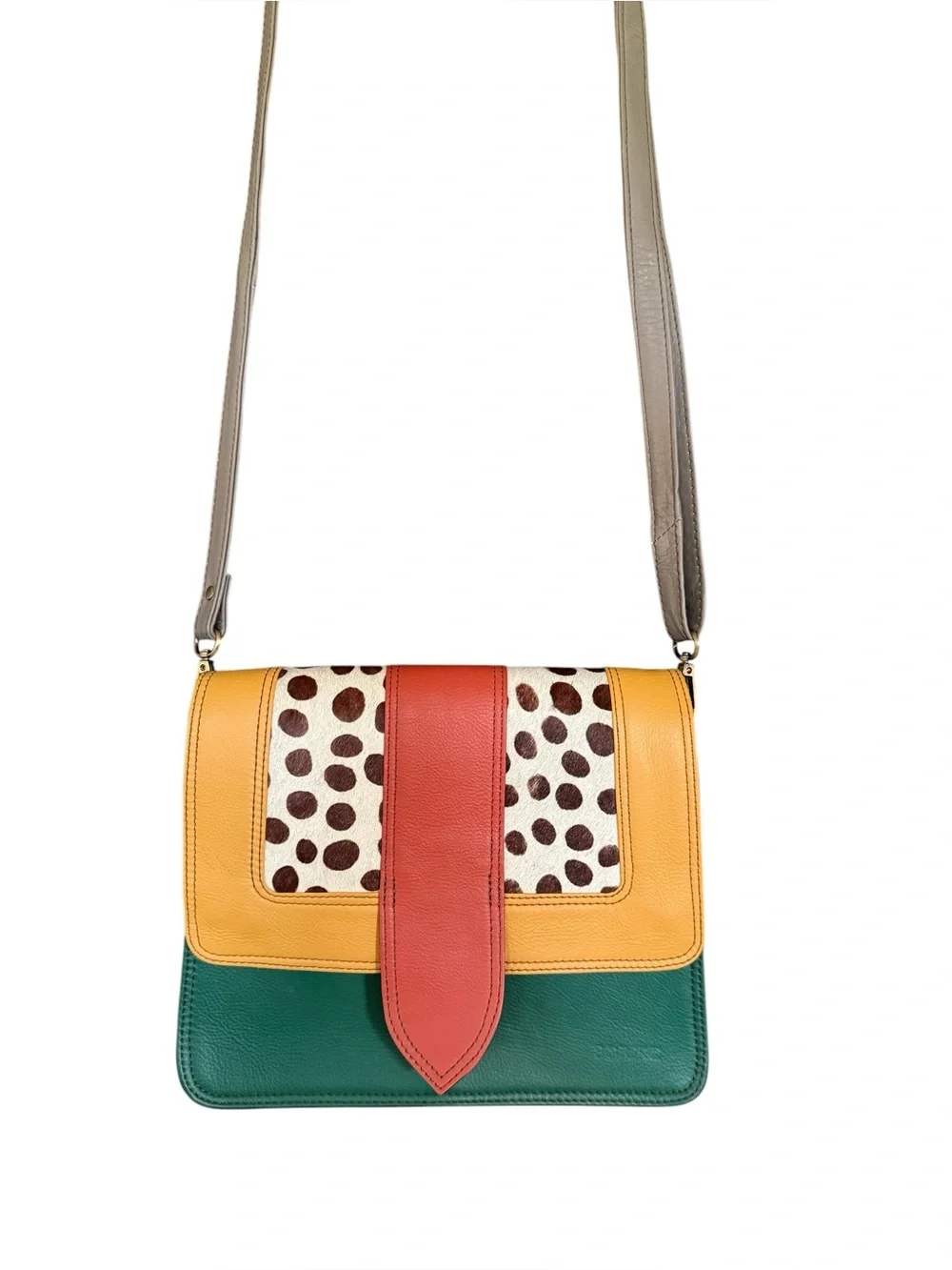 Soruka Ivy Leather Colorblock Animal Print Crossbody Adjustable Strap Style